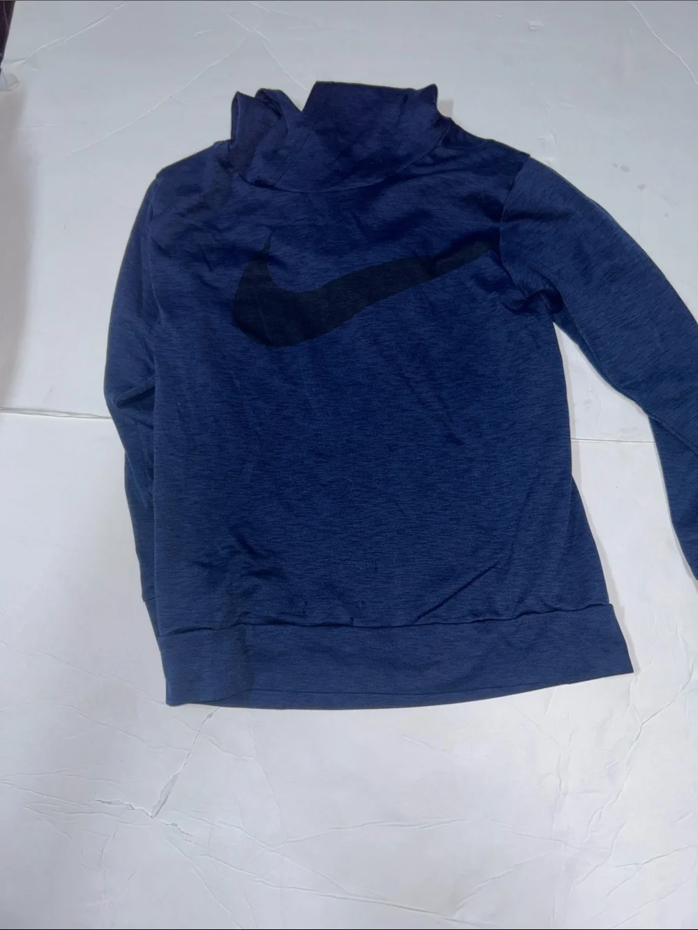 Nike Boys Navy Turtleneck Hooded Sweater with Black Swoosh Size XS